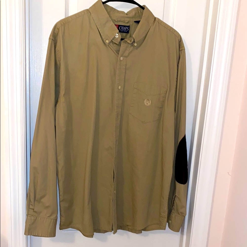 Chaps Khaki Button-Down Shirt, EUC XL